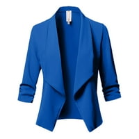 Yubatuo дамски цвят солиден отворен преден жилетка с дълъг ръкав небрежно яке палта за жени синьо l
