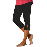 Дамски летни каприси панталони тънък прилягане с висок цвят на талията със седем точки йога панталони удобни дишащи леки фитнес