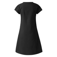 Разхлабени рокли за жени женско парти с v-образно деколте мини къси ръкав солиден A-line Black 5xl
