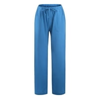 Кайч -гащи за жени Дамски суитчъни торбисти с висока талия панталони панталони от дънни джоги с джобове синьо, s