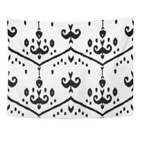 Шаблон черно -бял ikat Близкия изток Традиционен копринен килим етнически гео стена изкуство висящ гоблен декор за дома за хол