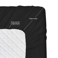 Клара Кларк Комплект за легло от микрофибър, комплект с дълбоки джобове, Черен