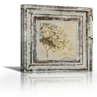 Цветя и листа квадрат VI - Съвременна изящна изкуство Giclee на платно галерия опаковка - стена декор - арт живопис - готов за