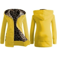 Якета Uhndy за жени, модни жени топло фау палто яке зима леопард дълъг ръкав връхни дрехи зимни палта коледни подаръци за жени