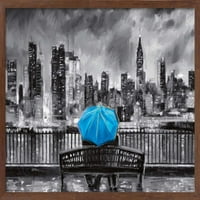 Морено - Изящно изкуство - Син чадър за стена плакат, 22.375 34