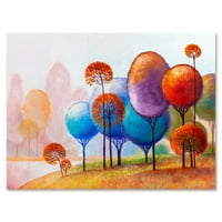 Цветни дървета абдикират впечатление и живопис платно Арт Принт
