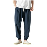 Cuoff панталони мъжки небрежни тънки спортни панталони спално бельо с дължина на глезена торбисти панталони сини 5xl