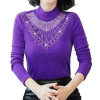 Жени тениски графично способни лъскави пролетни средни висококачествени дантели с дантела и пуловерни женски върхове