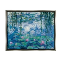 Ступел индустрии класически водни лилии Живопис Моне езерце детайл блясък сива рамка плаващо платно стена изкуство, 24х30