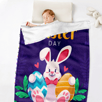 Великденски зайче зайче одеяло с калъф за възглавница за офис, легло, диван 3D отпечатано фоново хвърляне на одеяло цветни яйца Цвете хвърля одеяло за възрастни тий?