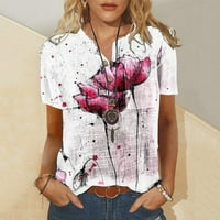 Yyeselk модерни дамски летни блузи ежедневни бутон нагоре v-образни къси ръкави удобни ризи модни красиви флорални принти