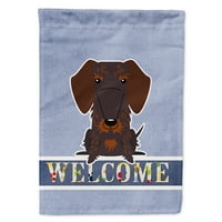 Carolines Treasures BB5710Chf Wire Haird Dachshund Chocolate Welcome Flag Canvas House Size голям, многоцветен