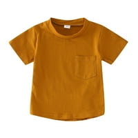 Момчета за малки деца тениска с къс ръкав твърди цветови върхове с джоб деца деца бебешки дрехи ежедневно облекло