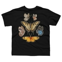 Риза на пеперуди - пеперуда ботанически сладки момчета Черен графичен тройник - дизайн от хора xs