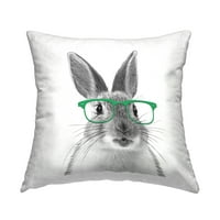 Заек на Stupell Industries в зелени очила квадратни декоративни отпечатани възглавници за хвърляне, 18
