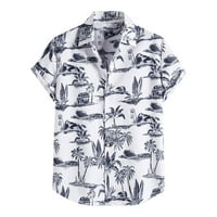 Учителни ризи Печат ръкав тениска етническа модна блуза ежедневни мъжки къса риза хавайски мъже ризи бели