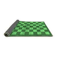 Ahgly Company Indoor Rectangle Checkered Emerald Green Modern Area Rugs, 7 '9'