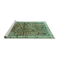 Ahgly Company Machine Wareable Indoor Rectangle Animal Turquoise Blue Traditional Area Rugs, 8 '12'