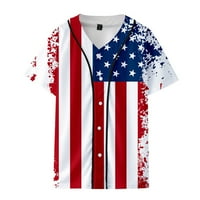 Мъже тениска о-изкопчаване на тениски тениски с къс ръкав Топ САЩ Национален американски флаг отпечатано празнично облекло за