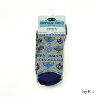 Rite Lite 14.5 Hanukkah Happy Chanukah Unise Adult Crew чорапи сиво синьо - един размер