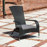 Patio Sense Черен коконино плетен стол, сива възглавница на открито