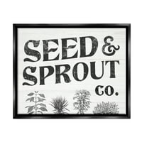 Ступел индустрии семена и кълнове антични растителни продукти градинарство Типография графично изкуство струя черно плаваща рамка