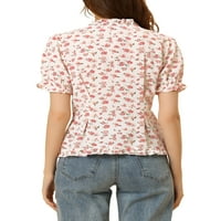 Уникални изгодни Дамски флорални риза бутон надолу разрошване подстригване бутер Блуза върхове