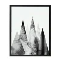 Кейт и Лоръл Силви съвременни планини рамкирани платно стена изкуство от Саймън те от Тай щампи, Черно, модерно геометрично изкуство за стена