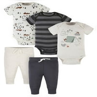 Комплект Боди и панталон комплект Гербер Бебе Момче, 5 части, размери новородено-12м