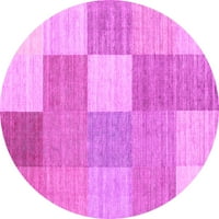 Ahgly Company Indoor Round Checkered Pink Modern Area Rugs, 6 'Round