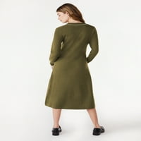 Безплатно Събрание Дамски пуловер рокля Хенли миди, размери ХС-ХСЛ