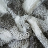 Спално одеяло от каре Шерпа-обратимо до плътно плюшено-сиво Двойно 90