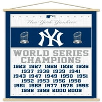 Ню Йорк Янкис - плакат за стена на шампионите с дървена магнитна рамка, 22.375 34