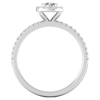 1 2CTW Diamond Halo годежен пръстен в 10K бяло злато