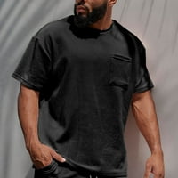 Vedolay Summer Tops за мъжки класически прилепнали с къси ръкави твърди ежедневни ризи, черен XL