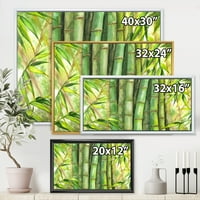 Дизайнарт 'ярки и зелени бамбукови стъбла' преходна рамка платно стена арт принт